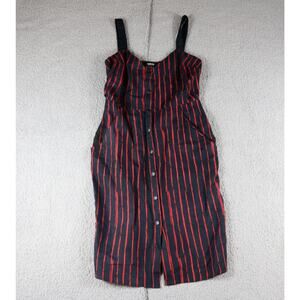 Rachel Comey Dress 8 Red Black Striped Linen Cotton Sleevelss USA